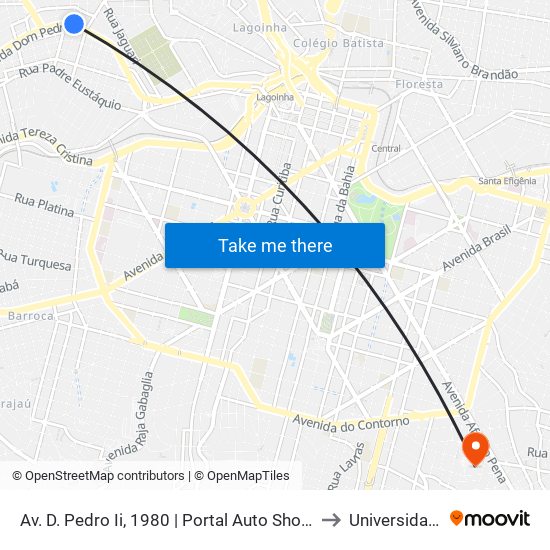 Av. D. Pedro Ii, 1980 | Portal Auto Shopping Com Drogaria Araújo to Universidade Fumec map