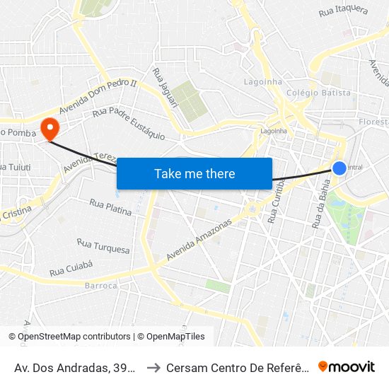 Av. Dos Andradas, 391 | Edifício Central 2 to Cersam Centro De Referência Em Saúde Mental map