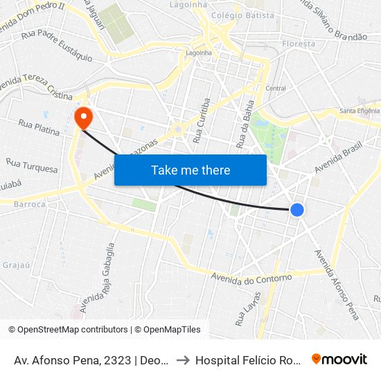 Av. Afonso Pena, 2323 | Deoesp to Hospital Felício Rocho map