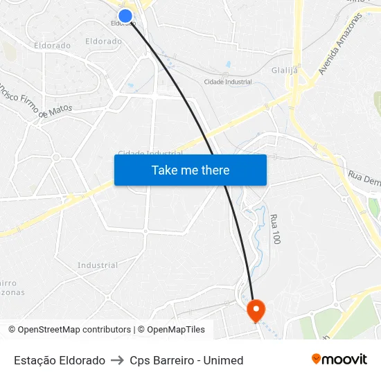 Estação Eldorado to Cps Barreiro - Unimed map