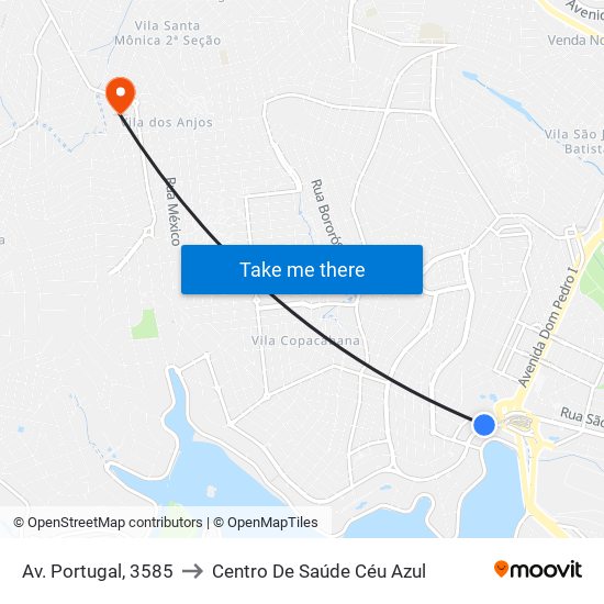 Av. Portugal, 3585 to Centro De Saúde Céu Azul map