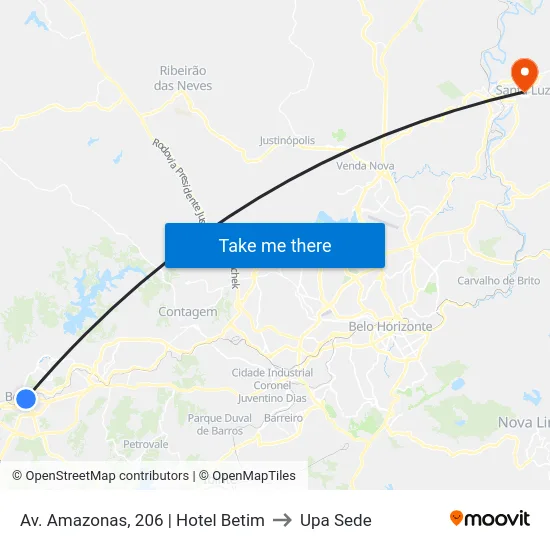 Av. Amazonas, 206 | Hotel Betim to Upa Sede map