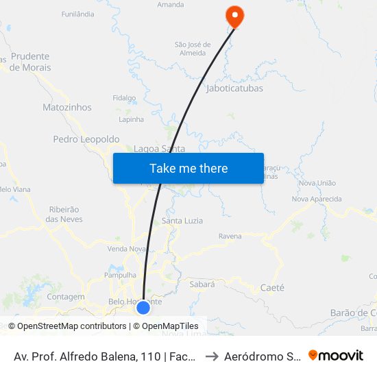 Av. Prof. Alfredo Balena, 110 | Faculdade De Medicina Ufmg 1 to Aeródromo Serra Do Cipó map