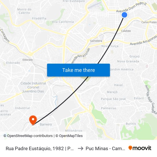 Rua Padre Eustáquio, 1982 | Pam Padre Eustáquio to Puc Minas - Campus Barreiro map