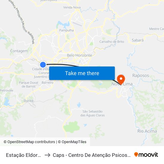 Estação Eldorado to Caps - Centro De Atenção Psicossocial map
