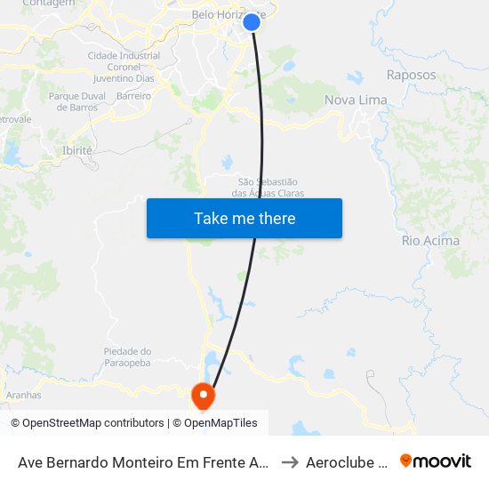 Ave Bernardo Monteiro Em Frente Ao Numero 572 to Aeroclube 14 Bis map