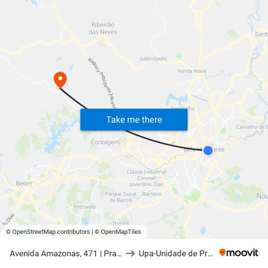 Avenida Amazonas, 471 | Praça Sete - Galera Dantes 2 to Upa-Unidade de Pronto Atendimento map