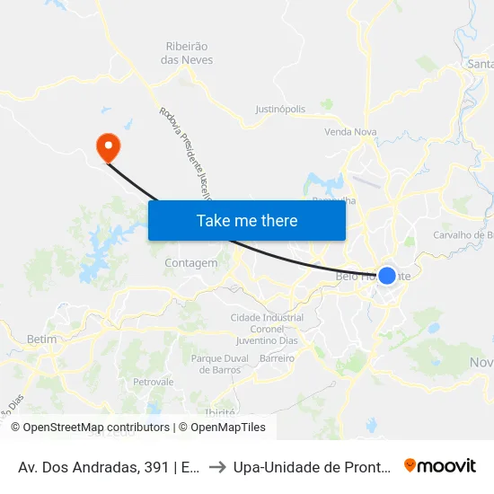 Av. Dos Andradas, 391 | Edifício Central 2 to Upa-Unidade de Pronto Atendimento map