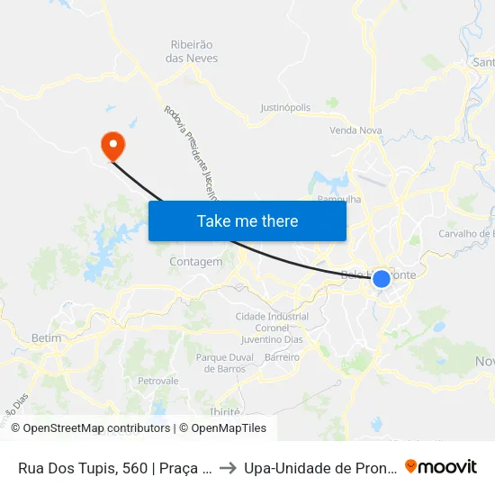 Rua Dos Tupis, 560 | Praça Primeiro De Maio 2 to Upa-Unidade de Pronto Atendimento map