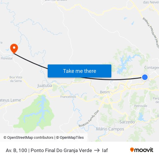 Av. B, 100 | Ponto Final Do Granja Verde to Iaf map