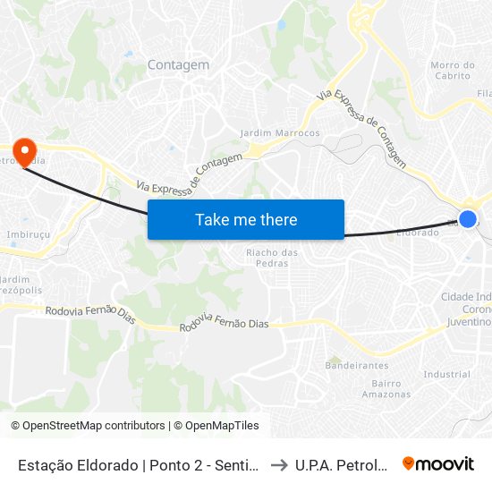 Estação Eldorado | Ponto 2 - Sentido Bairro to U.P.A. Petrolândia map