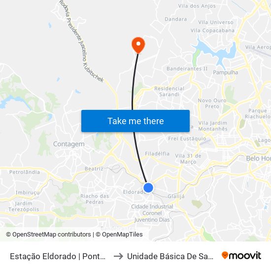 Estação Eldorado | Ponto 1 - Sentido Bairro to Unidade Básica De Saúde Amendoeiras map