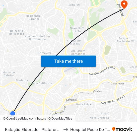 Estação Eldorado | Plataforma B5 to Hospital Paulo De Tarso map