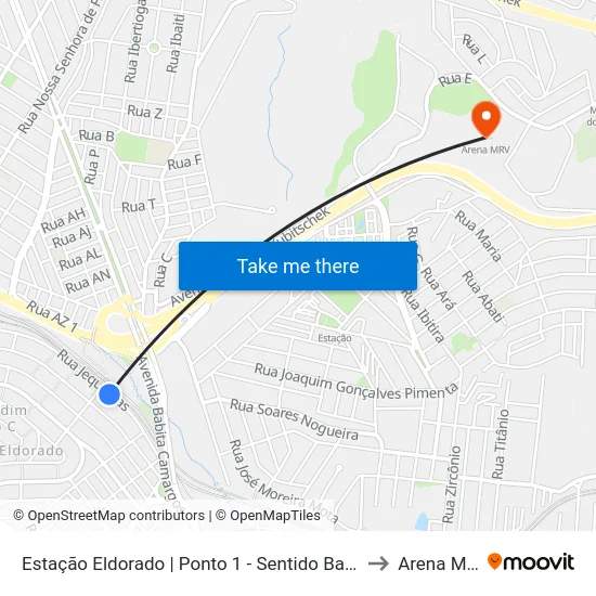 Estação Eldorado | Ponto 1 - Sentido Bairro to Arena Mrv map