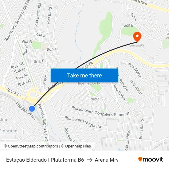 Estação Eldorado | Plataforma B6 to Arena Mrv map