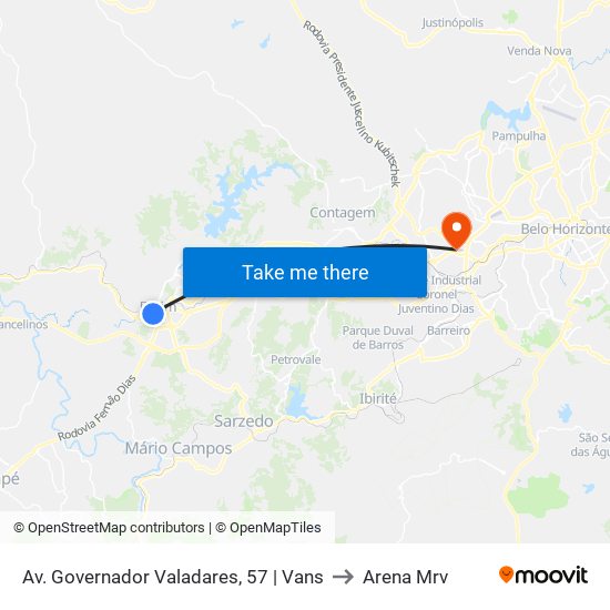 Av. Governador Valadares, 57 | Vans to Arena Mrv map