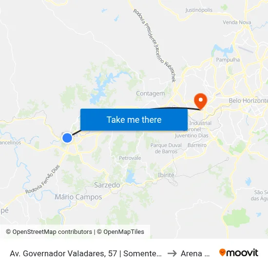 Av. Governador Valadares, 57 | Somente Vans to Arena Mrv map