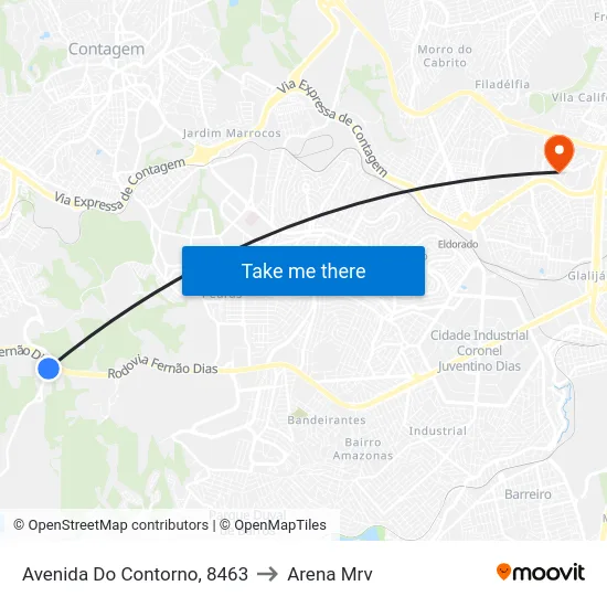 Avenida Do Contorno, 8463 to Arena Mrv map