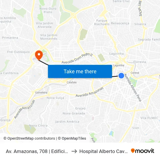 Av. Amazonas, 708 | Edifício Levy 1 to Hospital Alberto Cavalcanti map