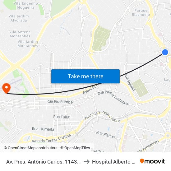Av. Pres. Antônio Carlos, 1143 | Conjunto Iapi to Hospital Alberto Cavalcanti map