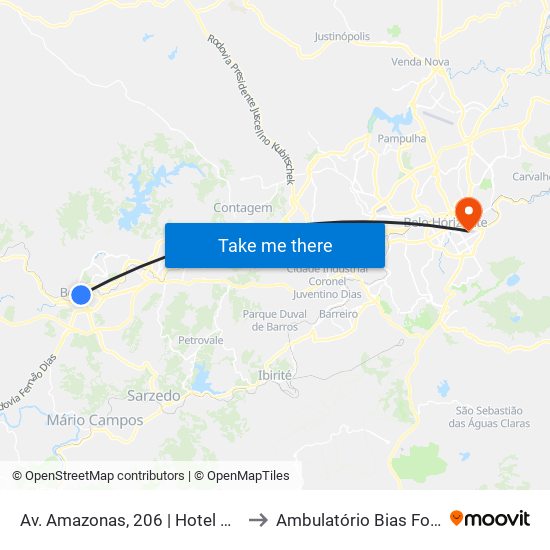 Av. Amazonas, 206 | Hotel Betim to Ambulatório Bias Fortes map