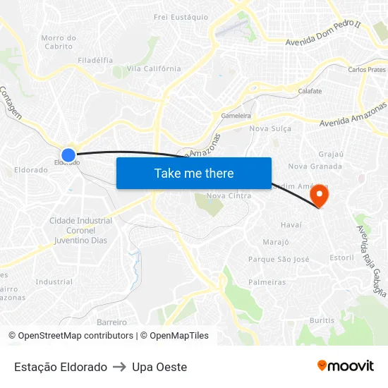 Estação Eldorado to Upa Oeste map