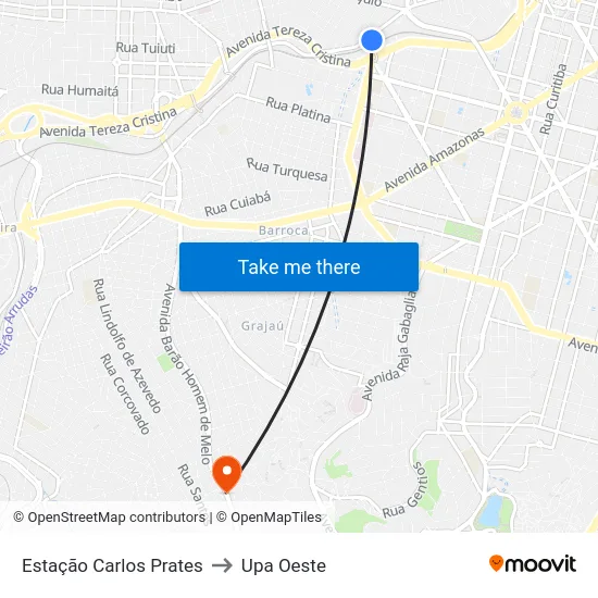 Estação Carlos Prates to Upa Oeste map