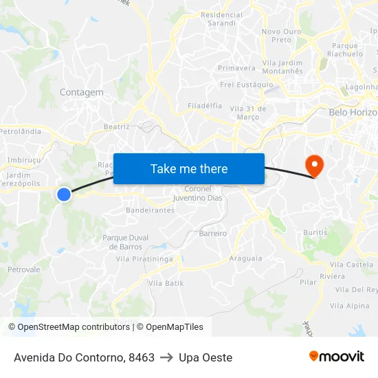 Avenida Do Contorno, 8463 to Upa Oeste map