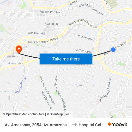 Av. Amazonas, 2054| Av. Amazonas Com Barbacena 3 to Hospital Galba Veloso map