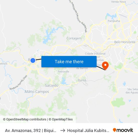 Av. Amazonas, 392 | Biquinha A to Hospital Júlia Kubitschek map