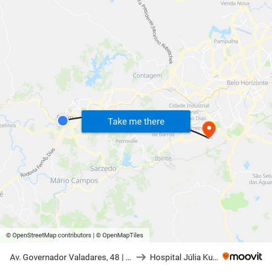 Av. Governador Valadares, 48 | Roupa Mágica to Hospital Júlia Kubitschek map