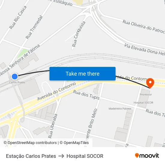 Estação Carlos Prates to Hospital SOCOR map