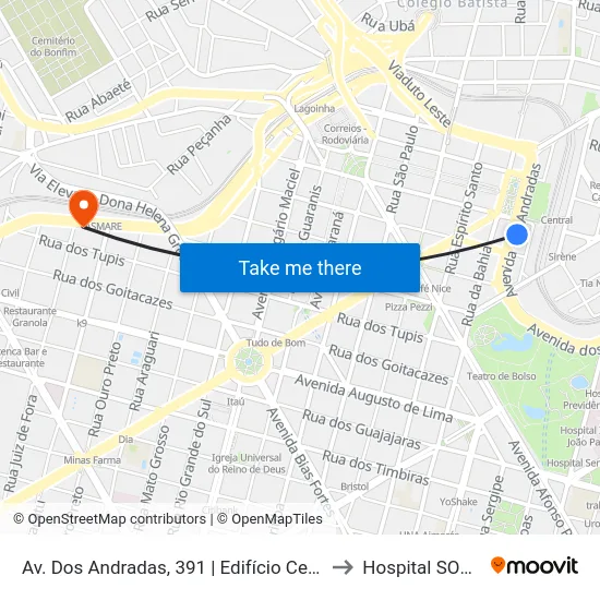 Av. Dos Andradas, 391 | Edifício Central 2 to Hospital SOCOR map