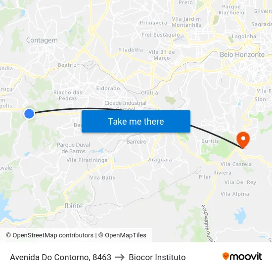Avenida Do Contorno, 8463 to Biocor Instituto map