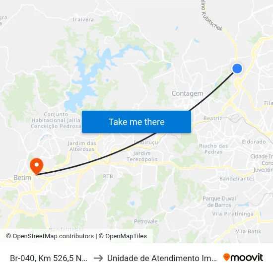 Br-040, Km 526,5 Norte | Ceasaminas to Unidade de Atendimento Imediato Sete de Setembro map