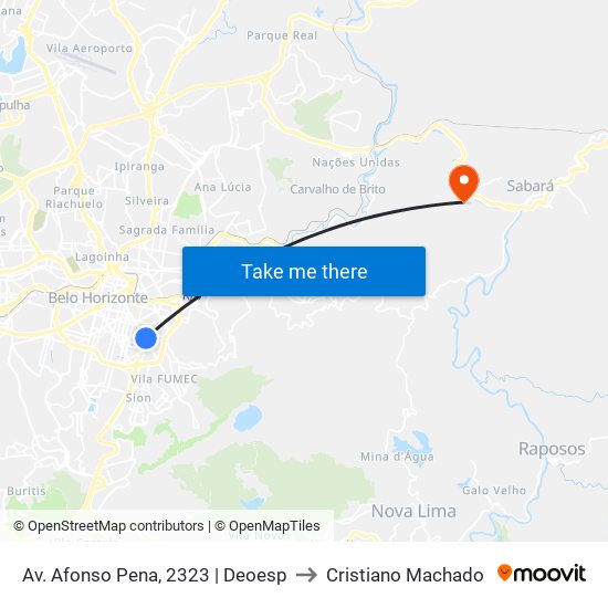 Av. Afonso Pena, 2323 | Deoesp to Cristiano Machado map