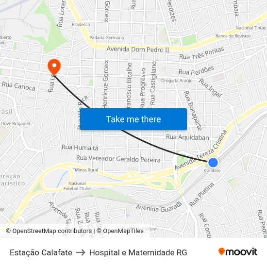 Estação Calafate to Hospital e Maternidade RG map