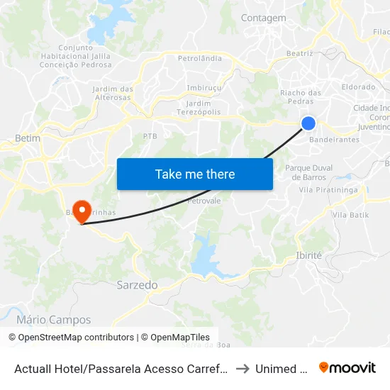 Actuall Hotel/Passarela Acesso Carrefour Contagem to Unimed Betim map