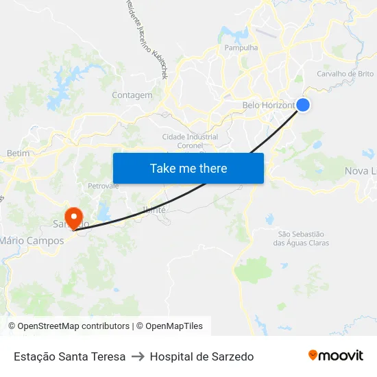Estação Santa Teresa to Hospital de Sarzedo map