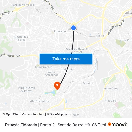 Estação Eldorado | Ponto 2 - Sentido Bairro to CS Tirol map