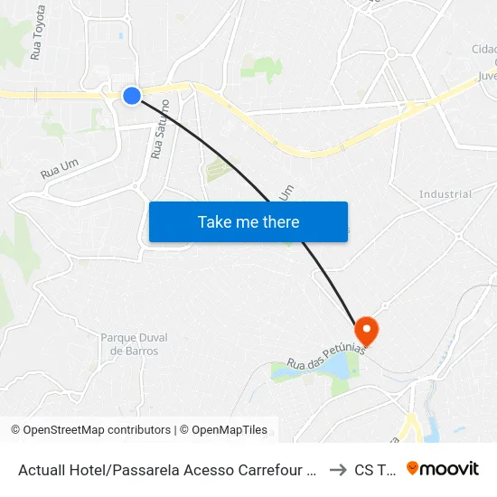 Actuall Hotel/Passarela Acesso Carrefour Contagem to CS Tirol map