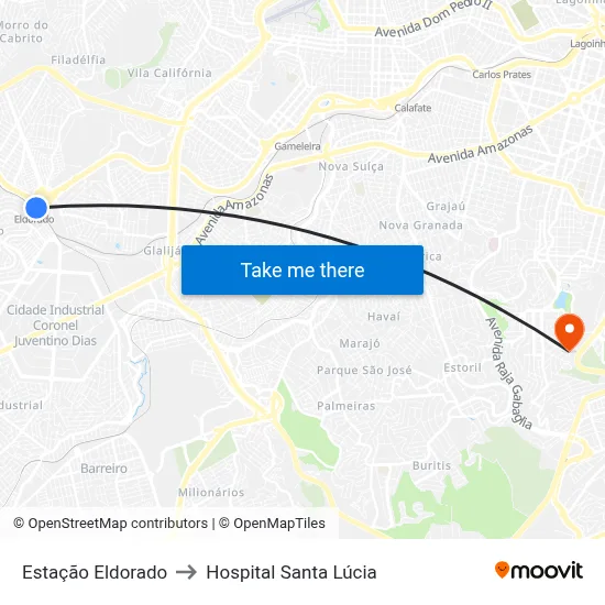Estação Eldorado to Hospital Santa Lúcia map
