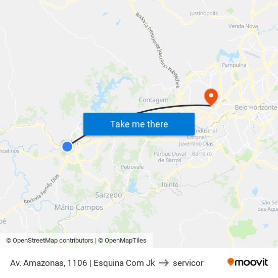 Av. Amazonas, 1106 | Esquina Com Jk to servicor map