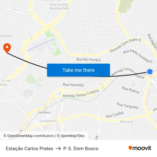 Estação Carlos Prates to P. S. Dom Bosco map