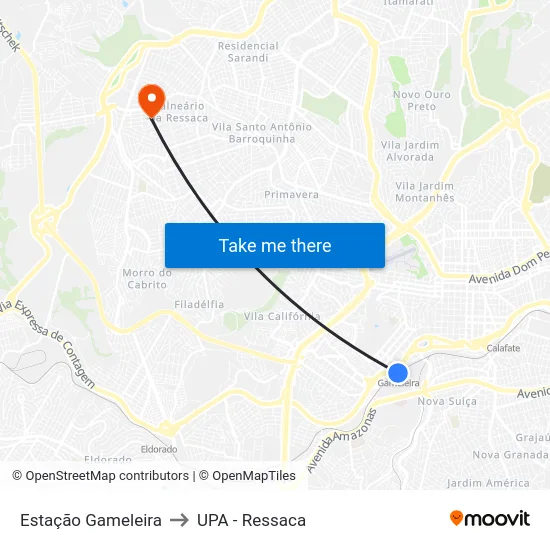 Estação Gameleira to UPA - Ressaca map