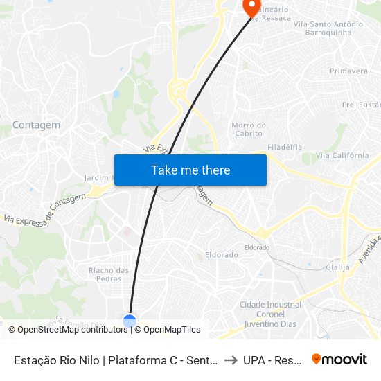 Estação Rio Nilo | Plataforma C - Sentido Metrô to UPA - Ressaca map