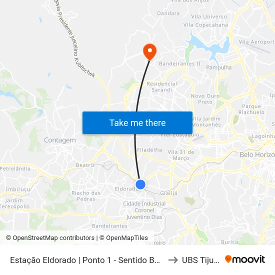 Estação Eldorado | Ponto 1 - Sentido Bairro to UBS Tijuca map