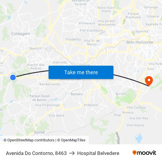 Avenida Do Contorno, 8463 to Hospital Belvedere map