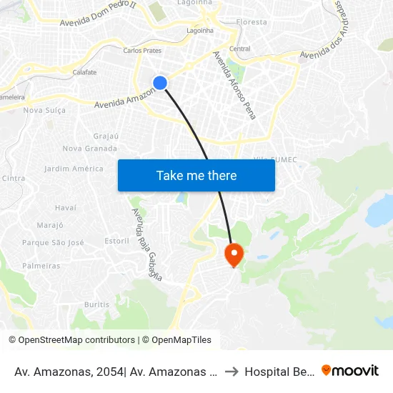 Av. Amazonas, 2054| Av. Amazonas Com Barbacena 3 to Hospital Belvedere map