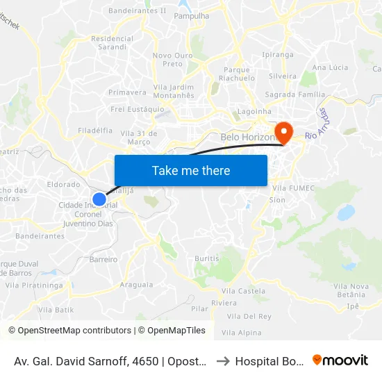Av. Gal. David Sarnoff, 4650 | Oposto Ao Telhanorte (Ponto Provisório) to Hospital Borges da Costa map